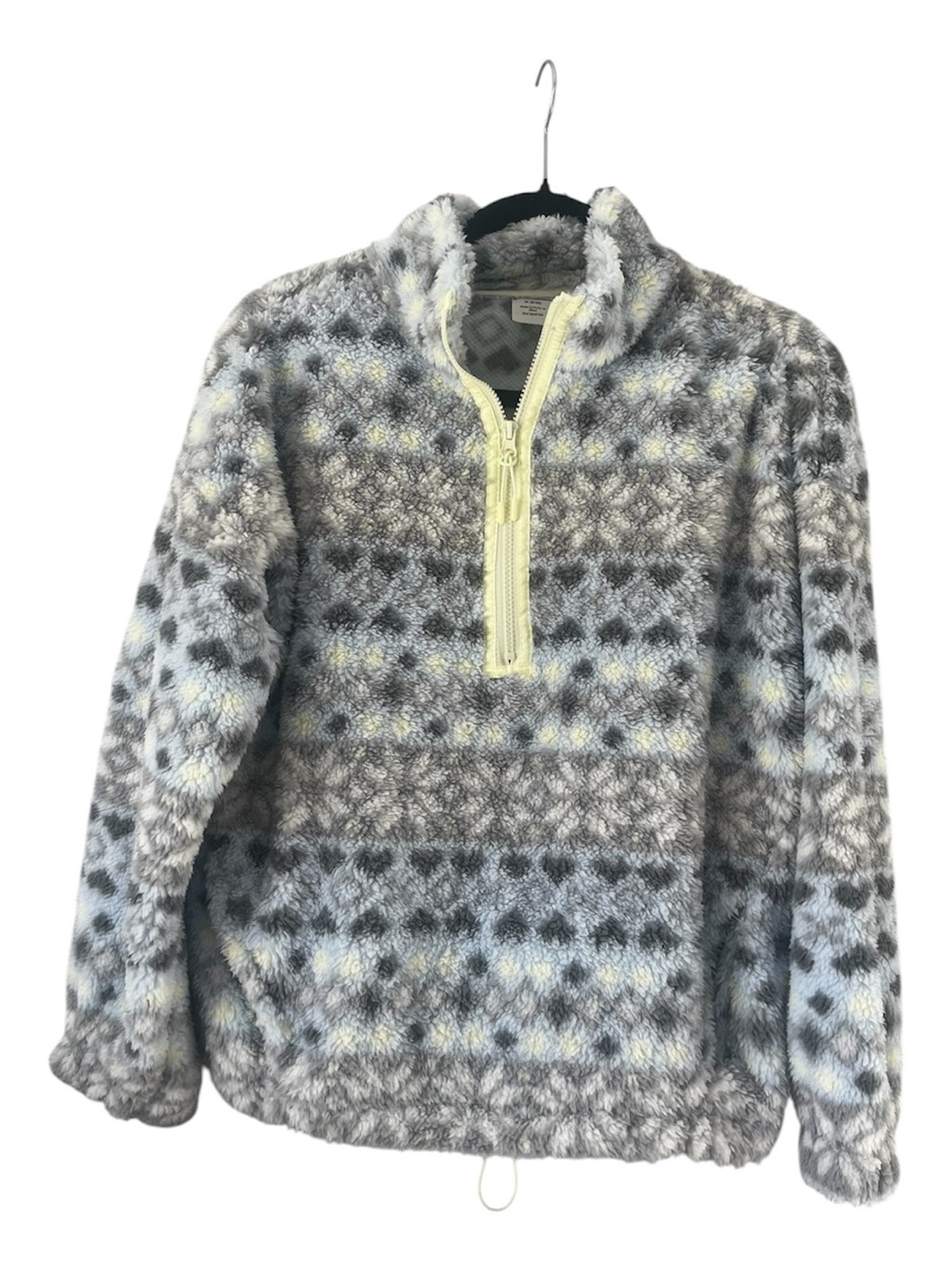 No Boundaries Cozy Gray Patterned Half-Zip Fleece Pullover Sz Medium